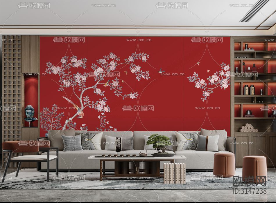 ZX24008新中式花鸟壁纸