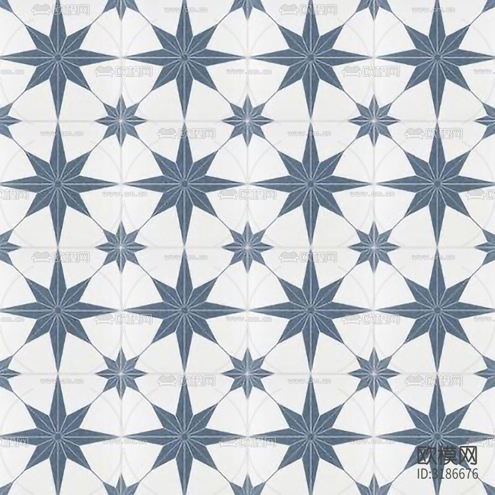 白色现代简约花砖瓷砖贴图下载