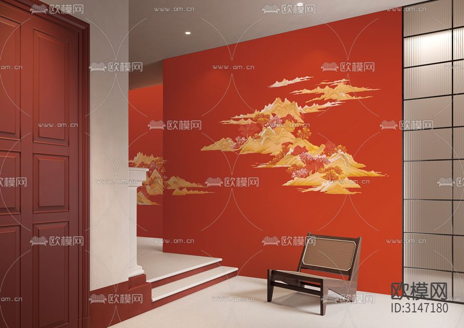 ZX24002新中式红色壁纸