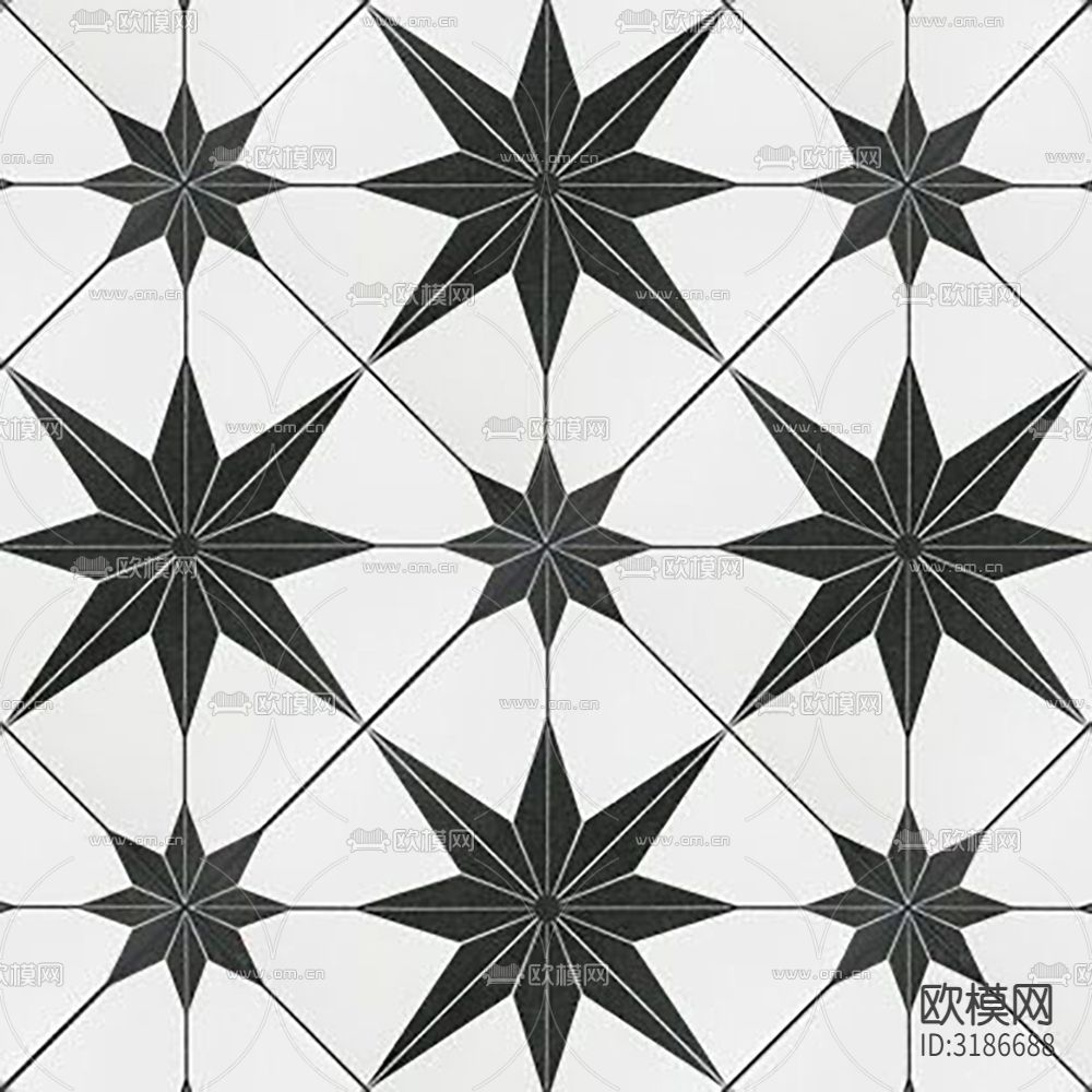 白色现代简约花砖瓷砖贴图下载