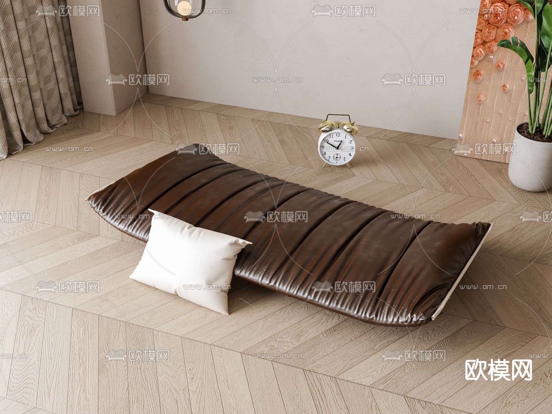 美式皮革坐垫 沙发垫su模型下载（渲染图1）