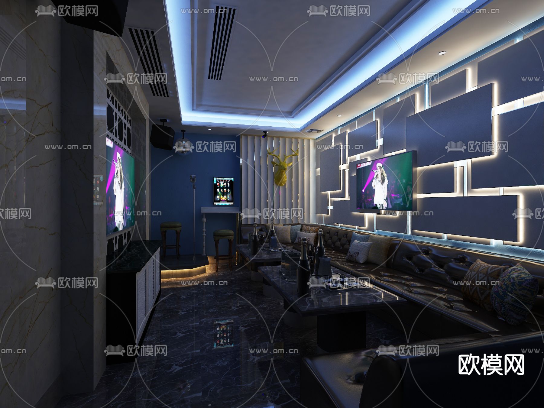 现代KTV包间su模型下载（渲染图2）