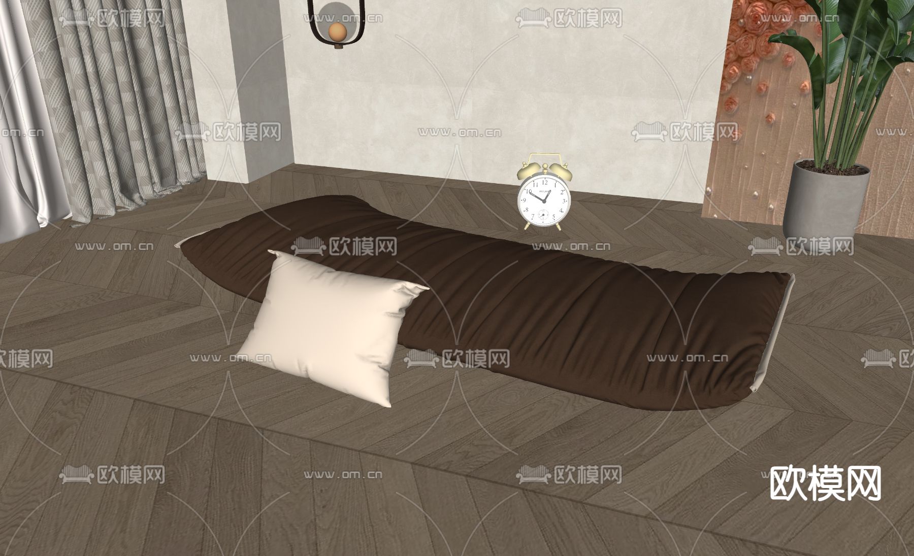 美式皮革坐垫 沙发垫su模型下载（渲染图2）