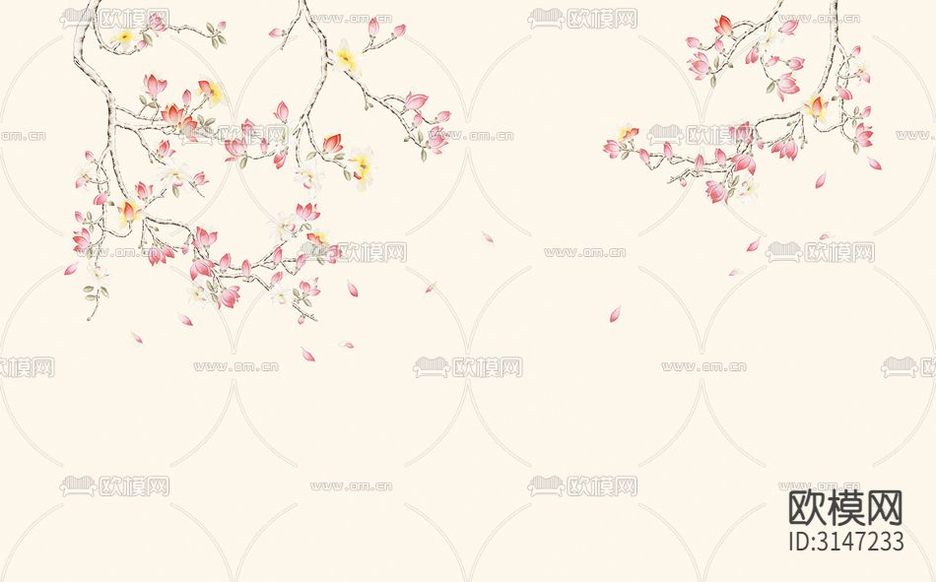 ZX24007花鳥 玉蘭壁紙下載(渲染圖8)