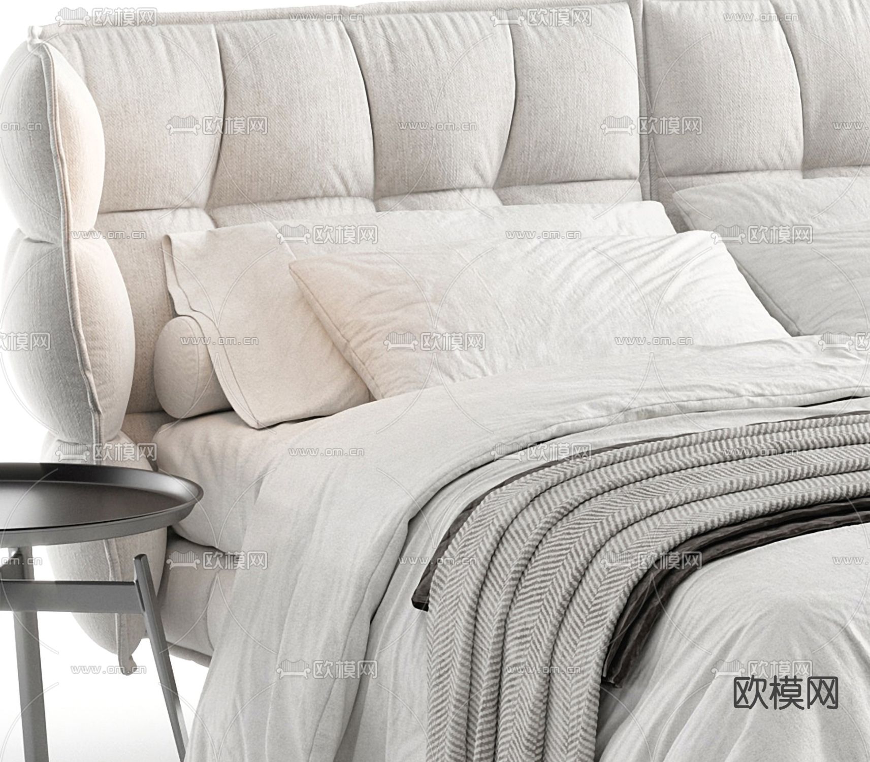 B&B 现代双人床3d模型下载（渲染图3）