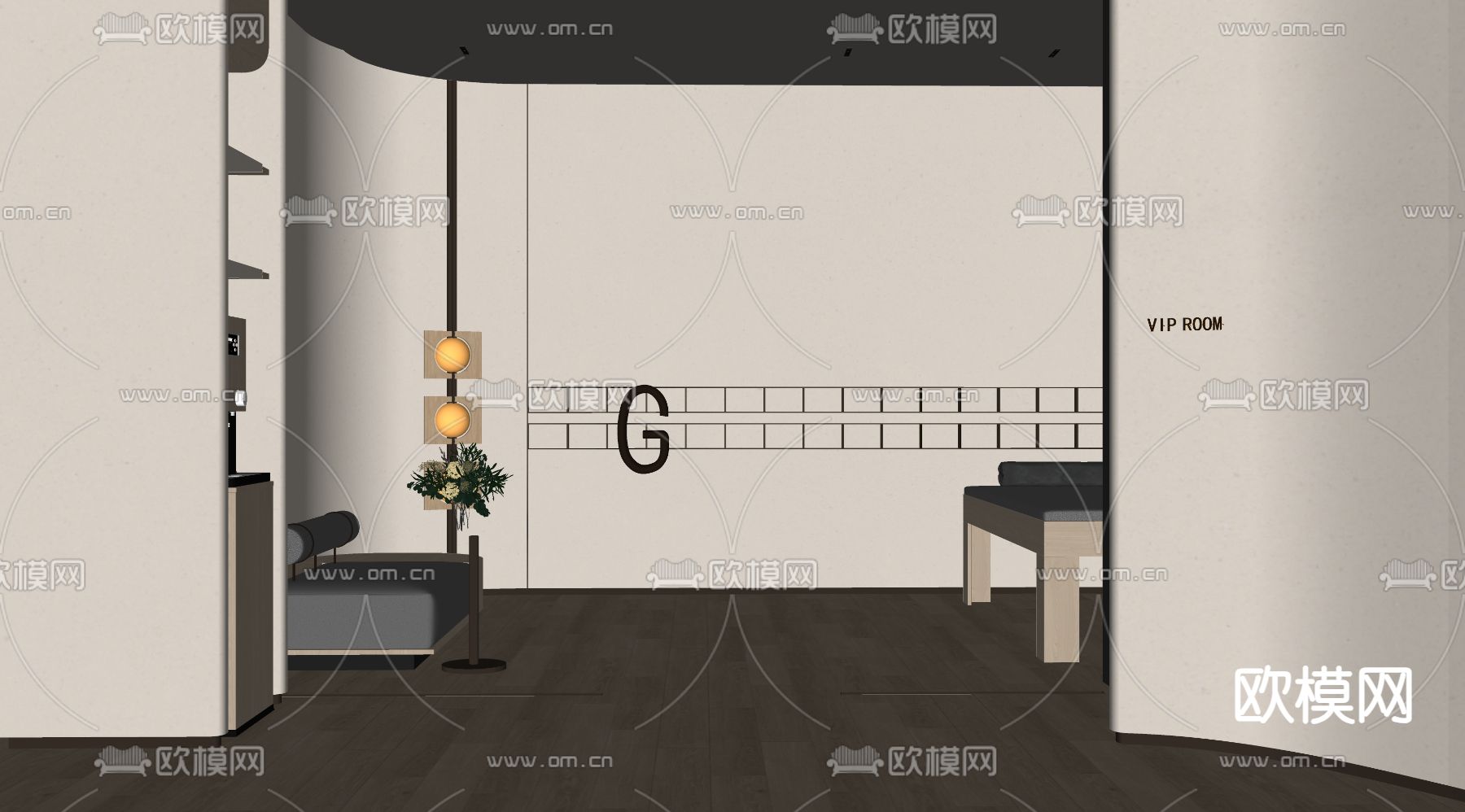 健身房休息区 体测中心su模型下载（渲染图1）