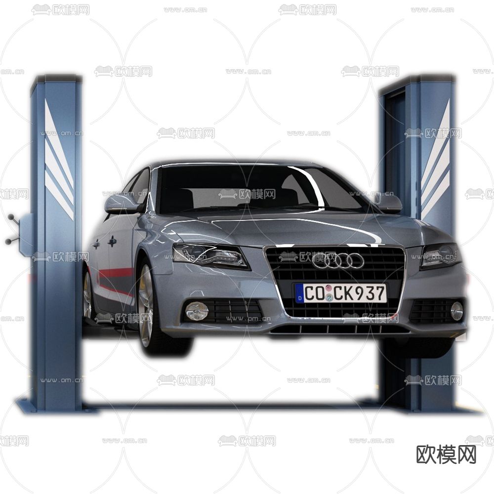 双柱举升机 汽车升降机3d模型下载（渲染图2）