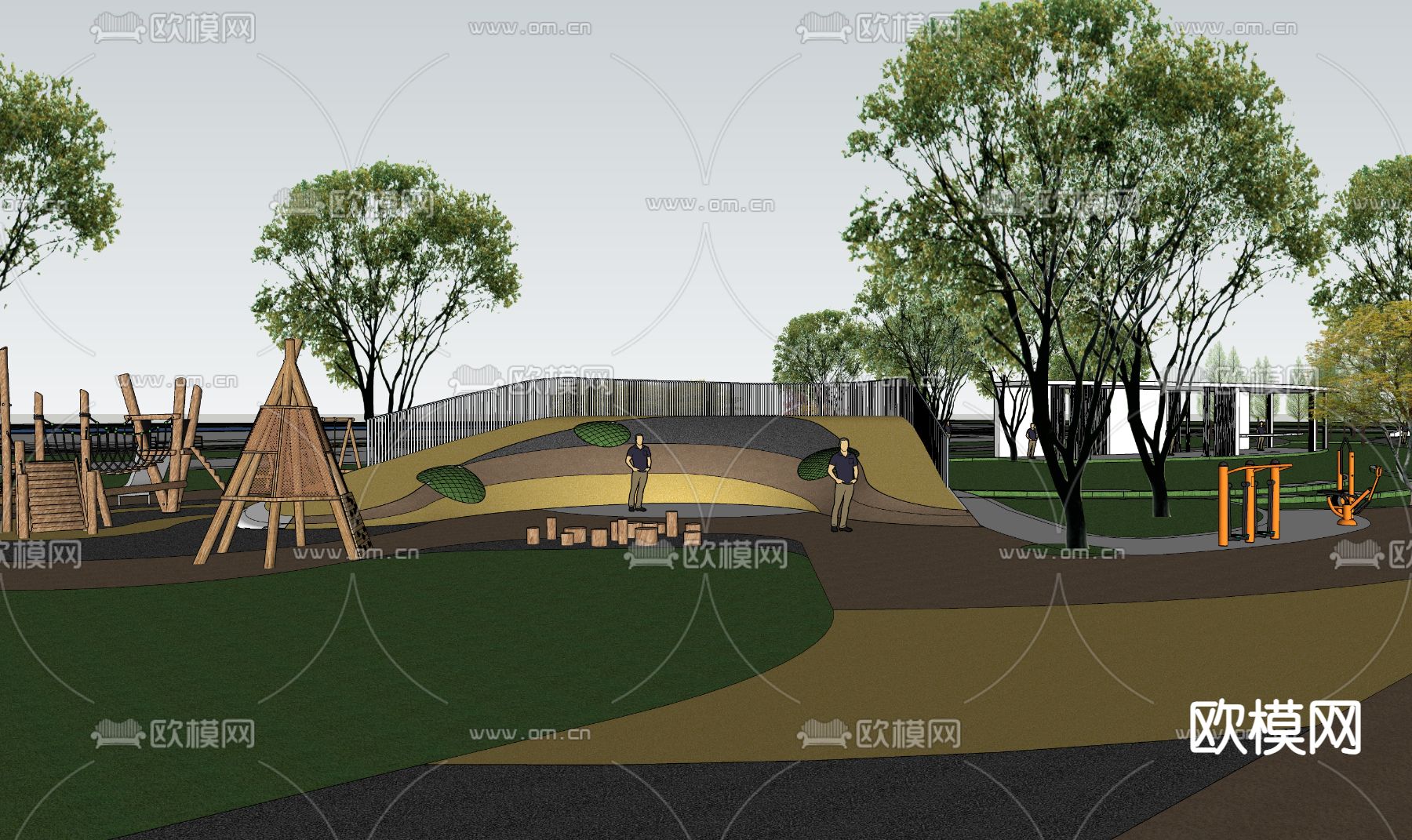 儿童区游乐场su模型下载