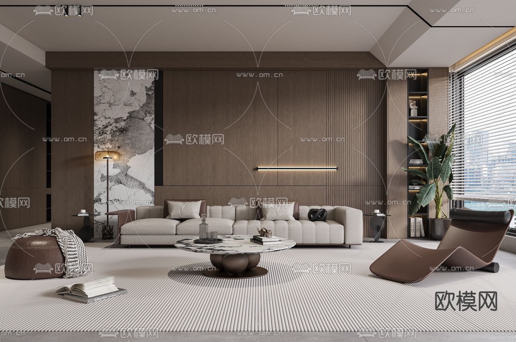 现代客厅3d模型下载