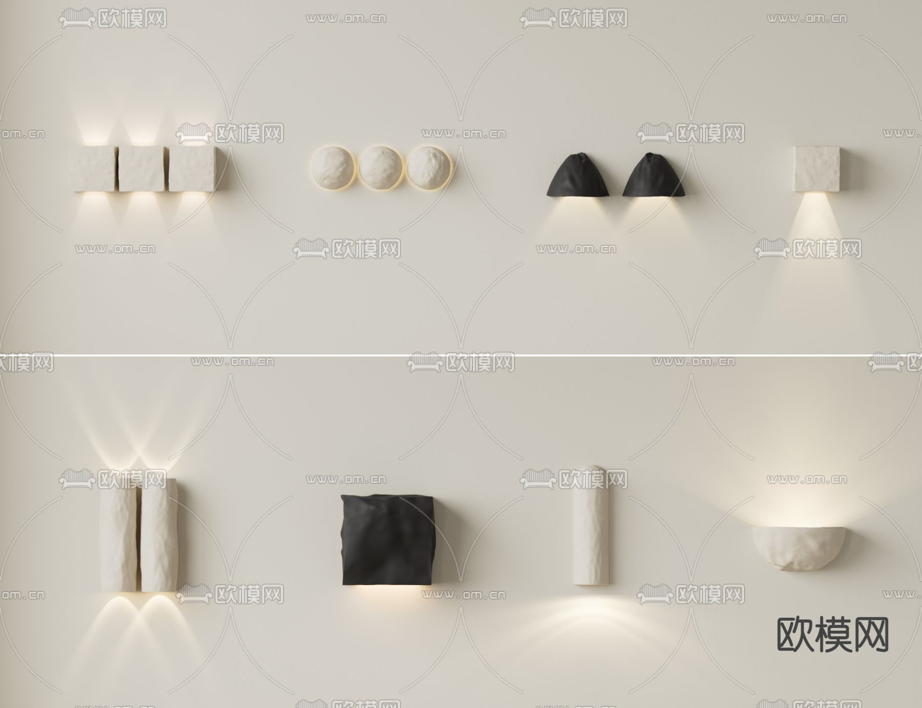 侘寂壁灯 户外壁灯 石膏灯3d模型下载