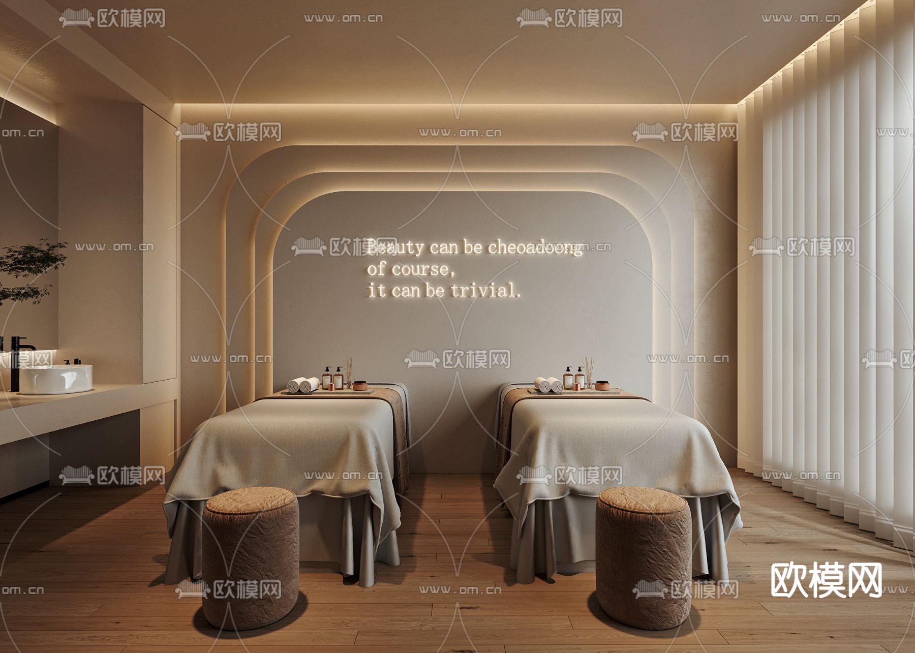 现代美容院 spa包房su模型下载（渲染图2）