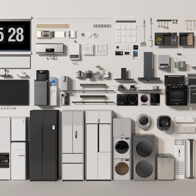  冰箱 电视机 空调 洗衣机su模型 