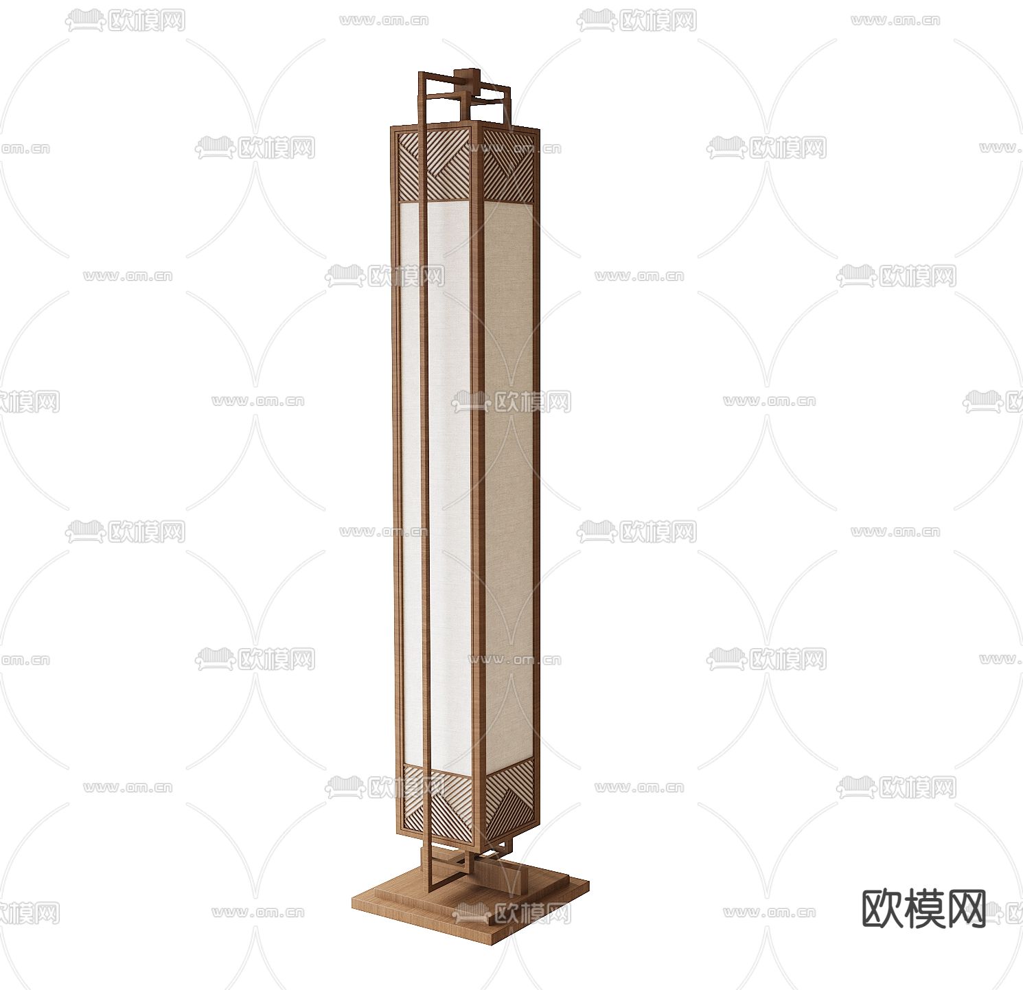 新中式落地灯 实木落地灯3d模型下载