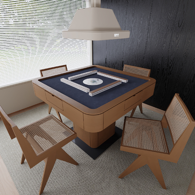  麻将桌椅 棋牌桌su模型 