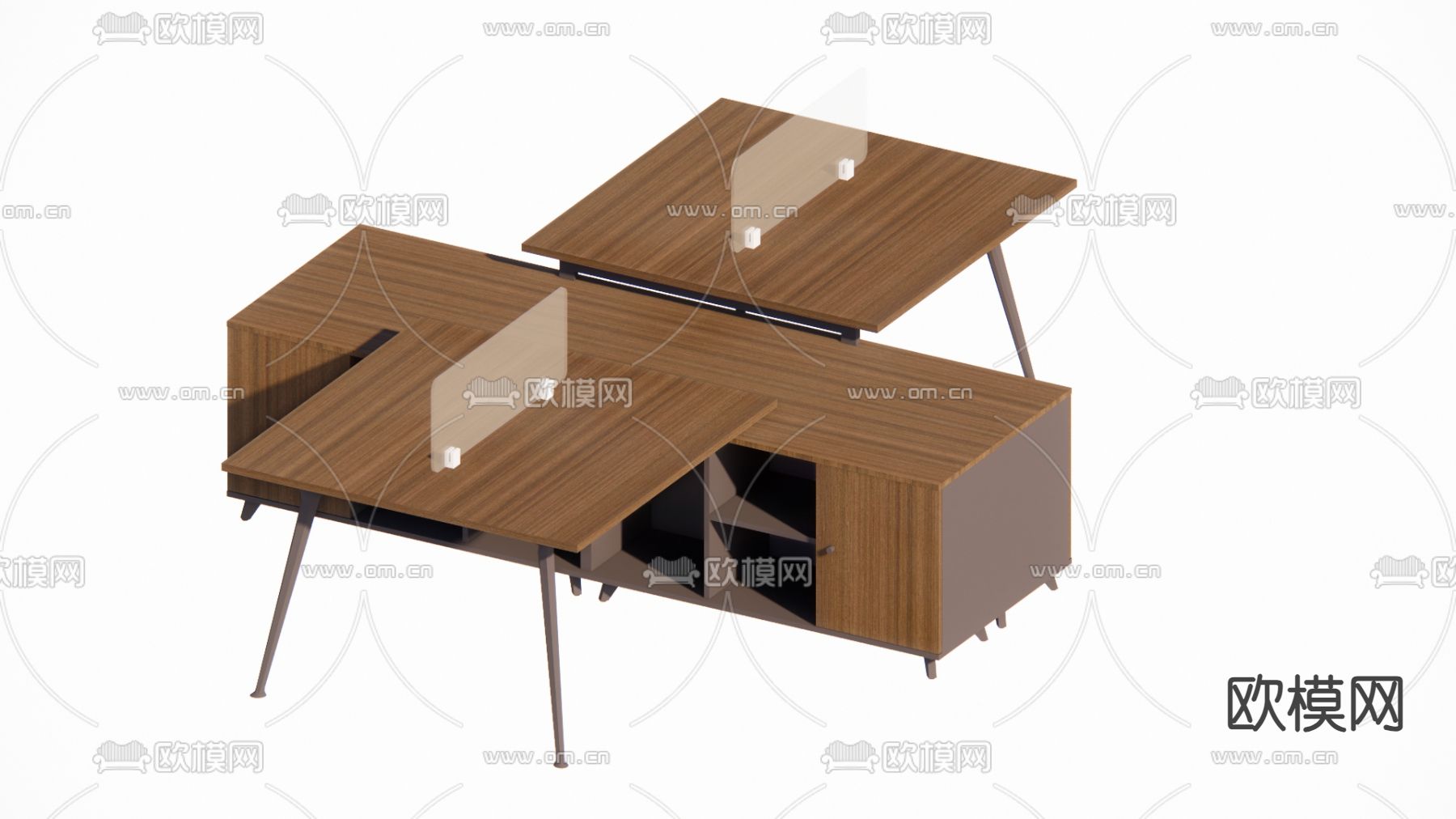 卡位办公桌 职员桌su模型下载（渲染图1）