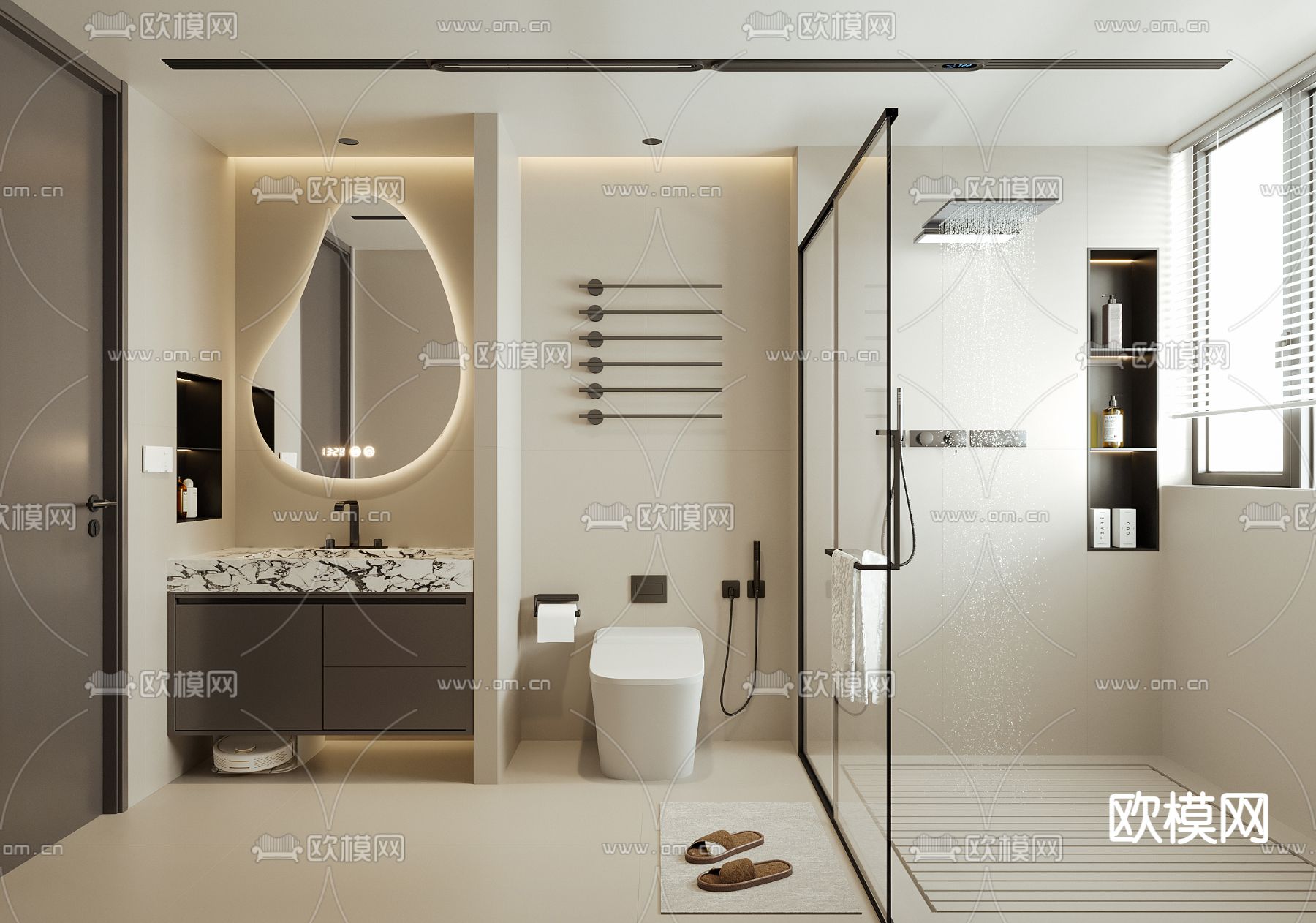 现代卫生间 浴室su模型下载（渲染图2）