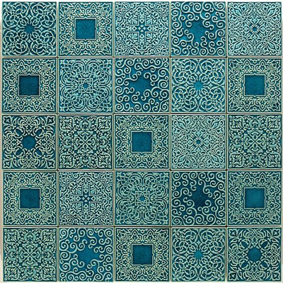 蓝色复古花砖瓷砖贴图 