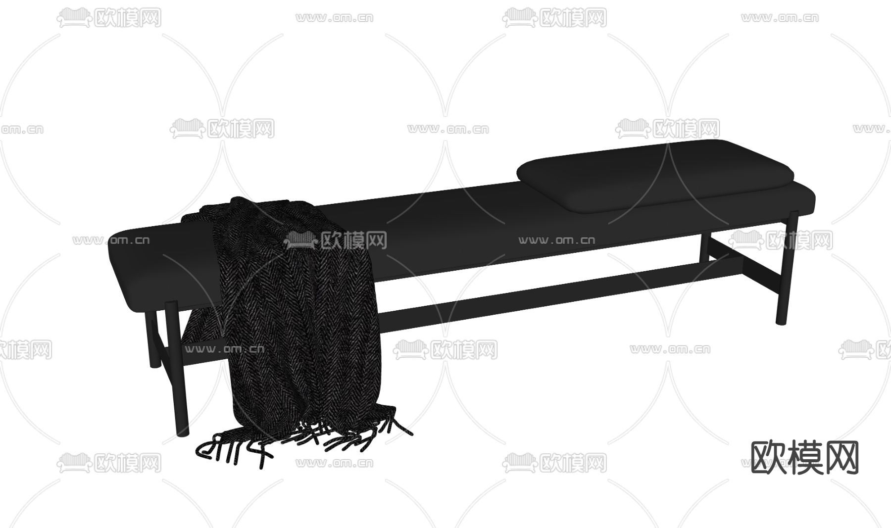 现代床尾凳su模型下载（渲染图2）