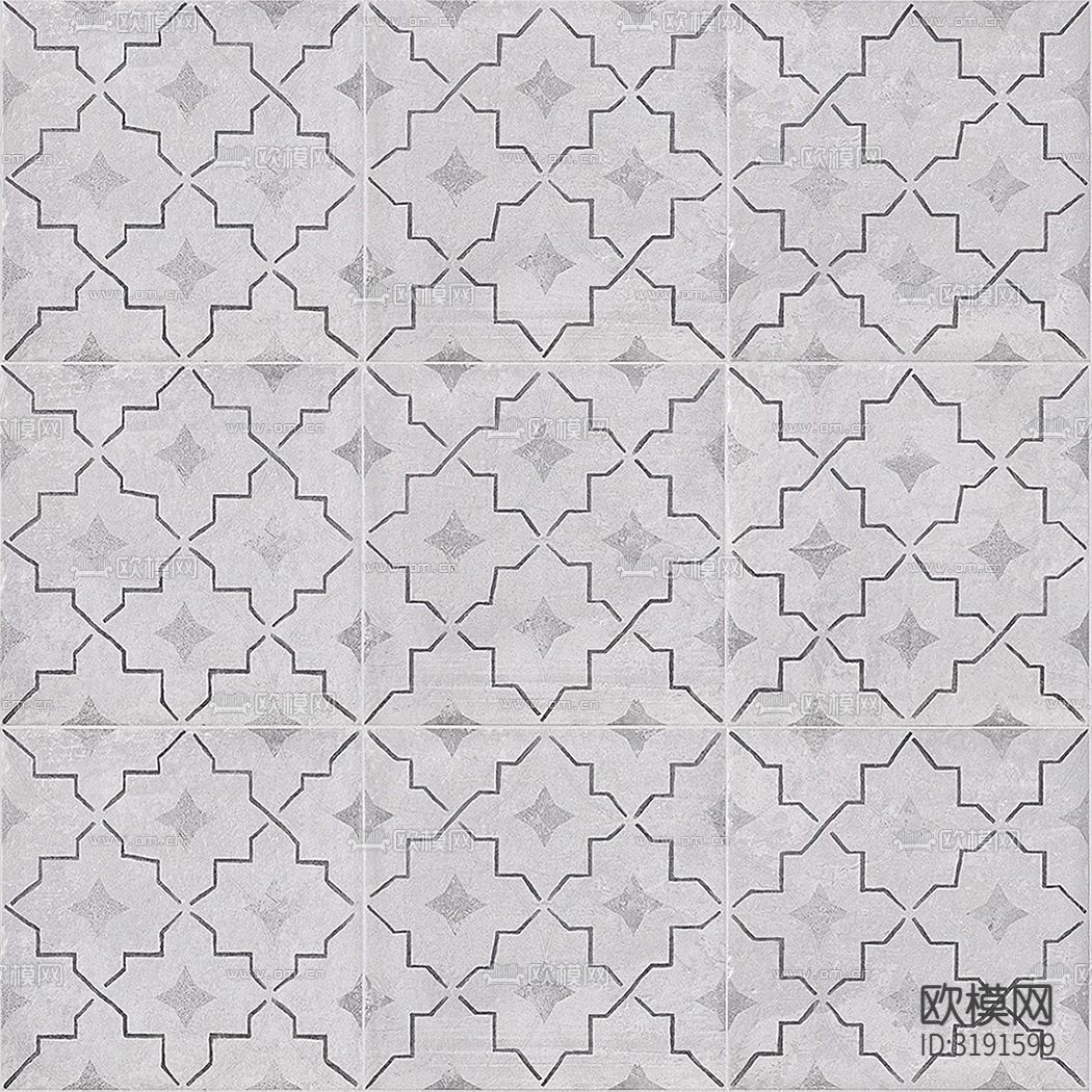 灰色现代简约花砖贴图下载