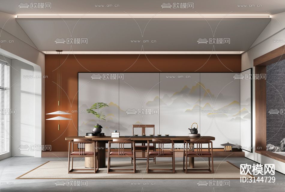 GC24031山水 抽象 金箔壁纸下载（渲染图4）