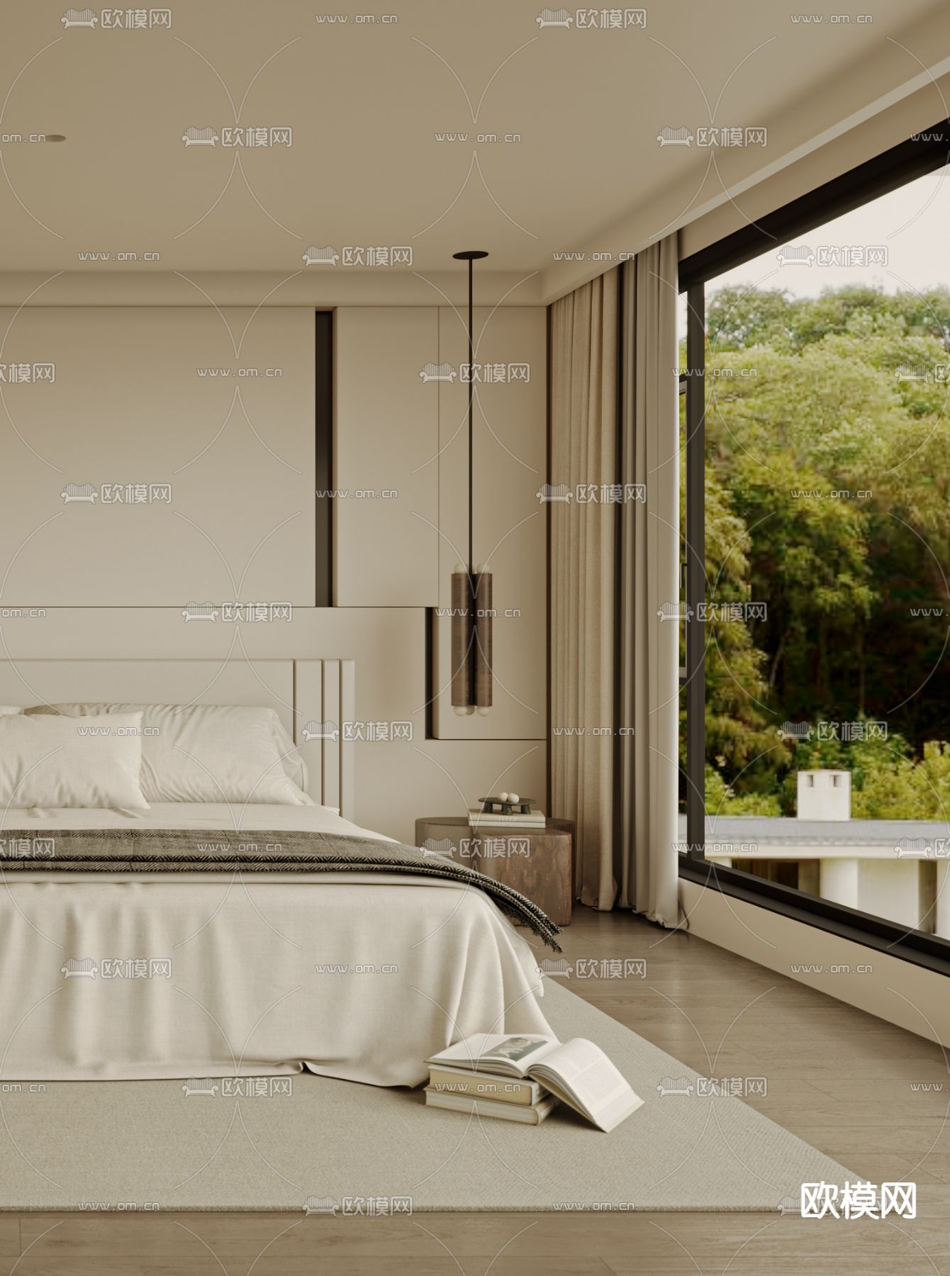 侘寂卧室 主卧 主人房3d模型下载（渲染图2）