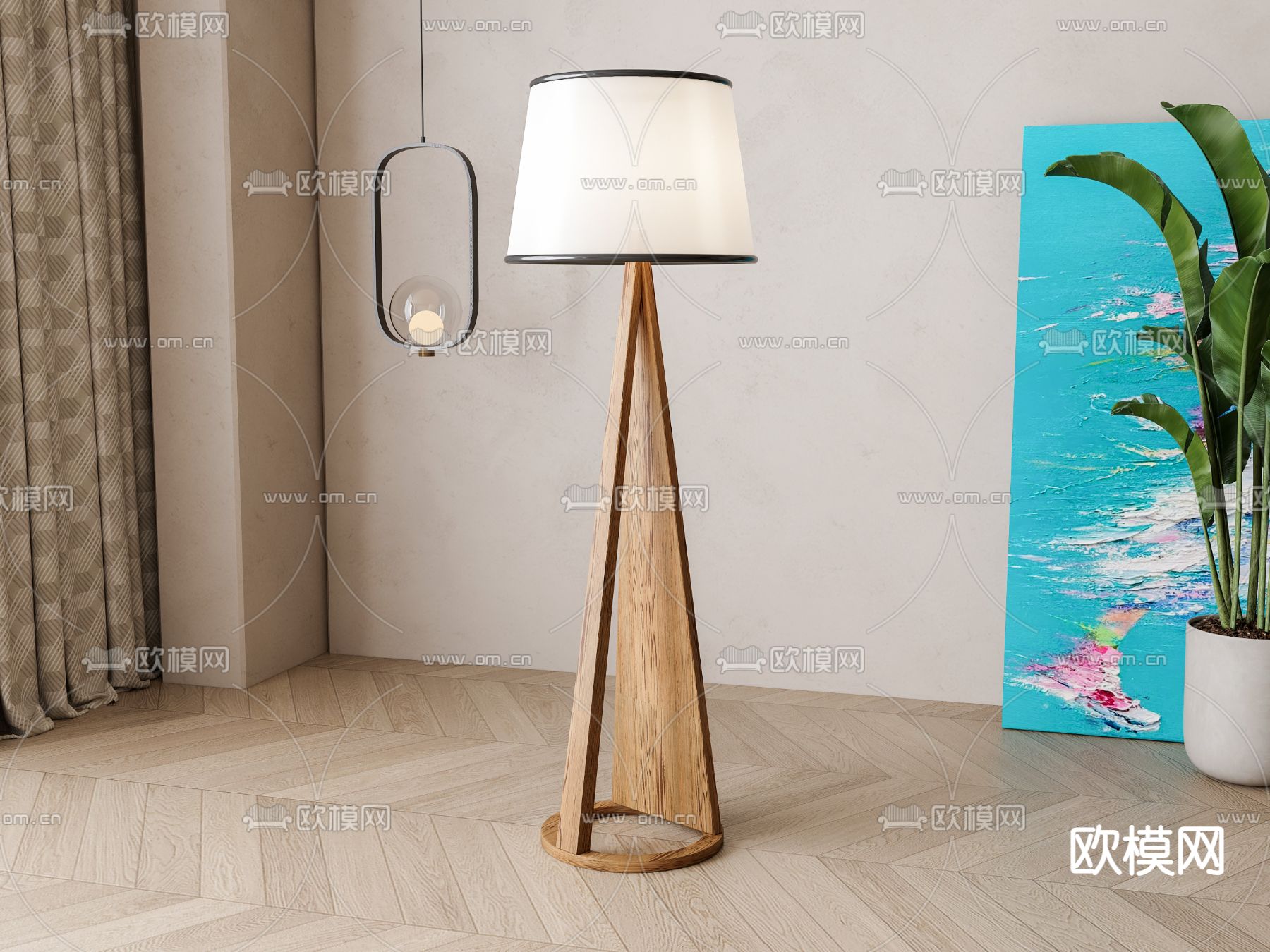 欧式落地灯su模型下载（渲染图2）