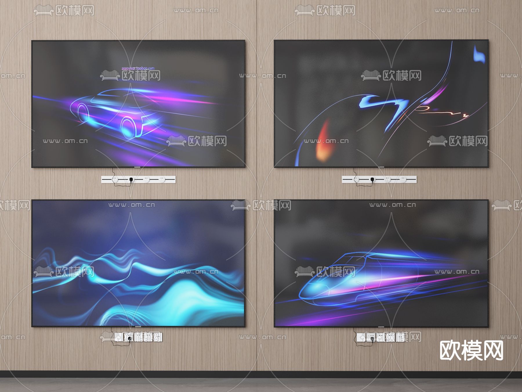 电视机su模型下载（渲染图2）