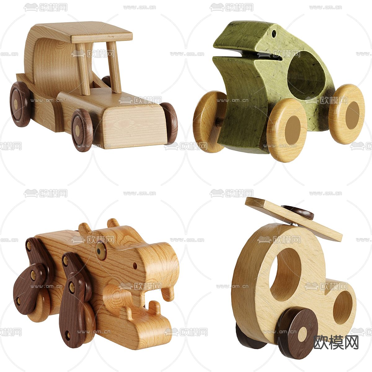 积木玩具 木马玩具 小火车3d模型下载（渲染图3）