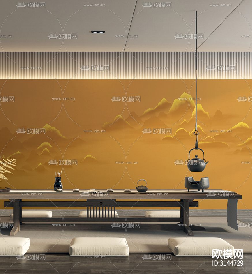 GC24031山水 抽象 金箔壁纸下载（渲染图3）