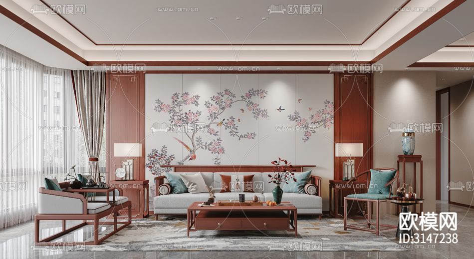 ZX24008新中式花鸟壁纸