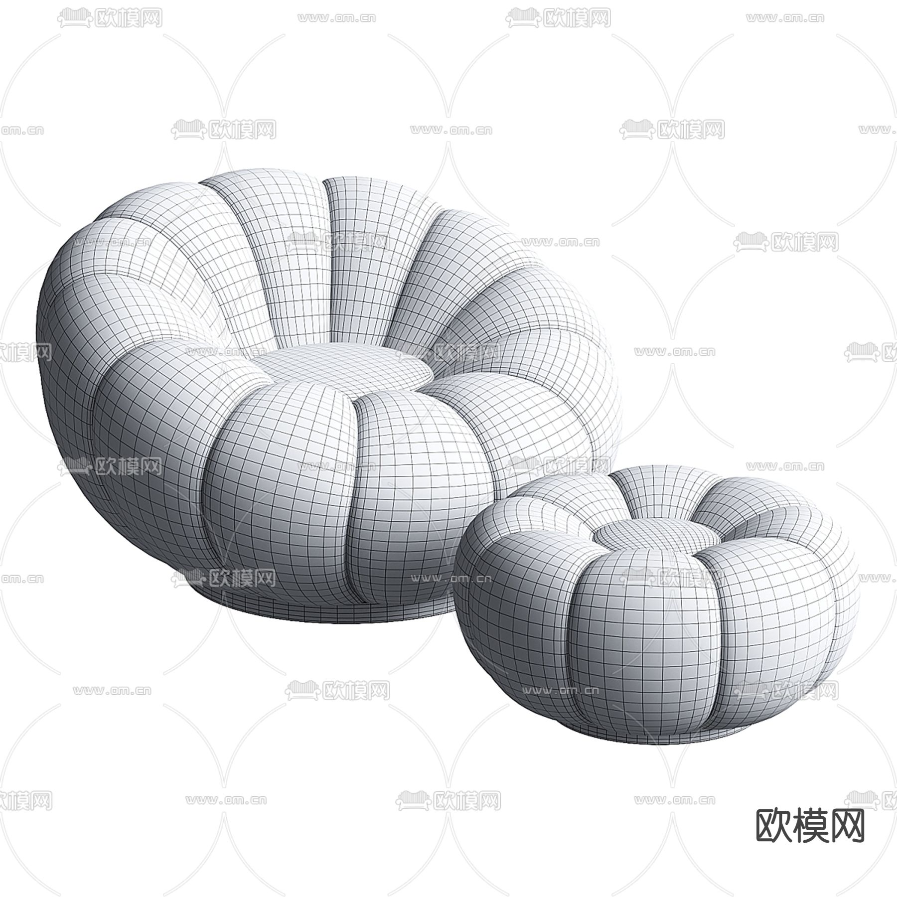 NOHO HOME现代布艺休闲椅3d模型下载（渲染图2）