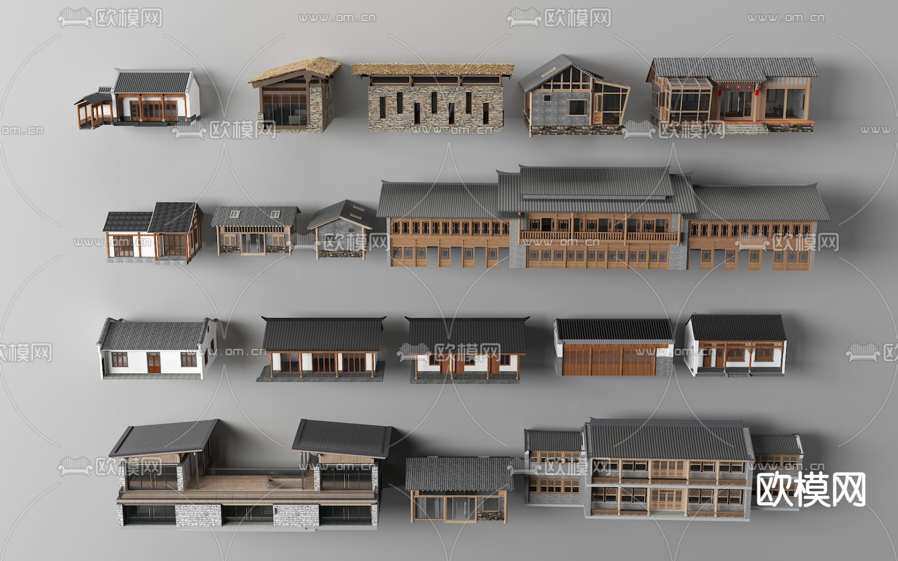 中式古建 小建筑 自建房su模型下载（渲染图1）