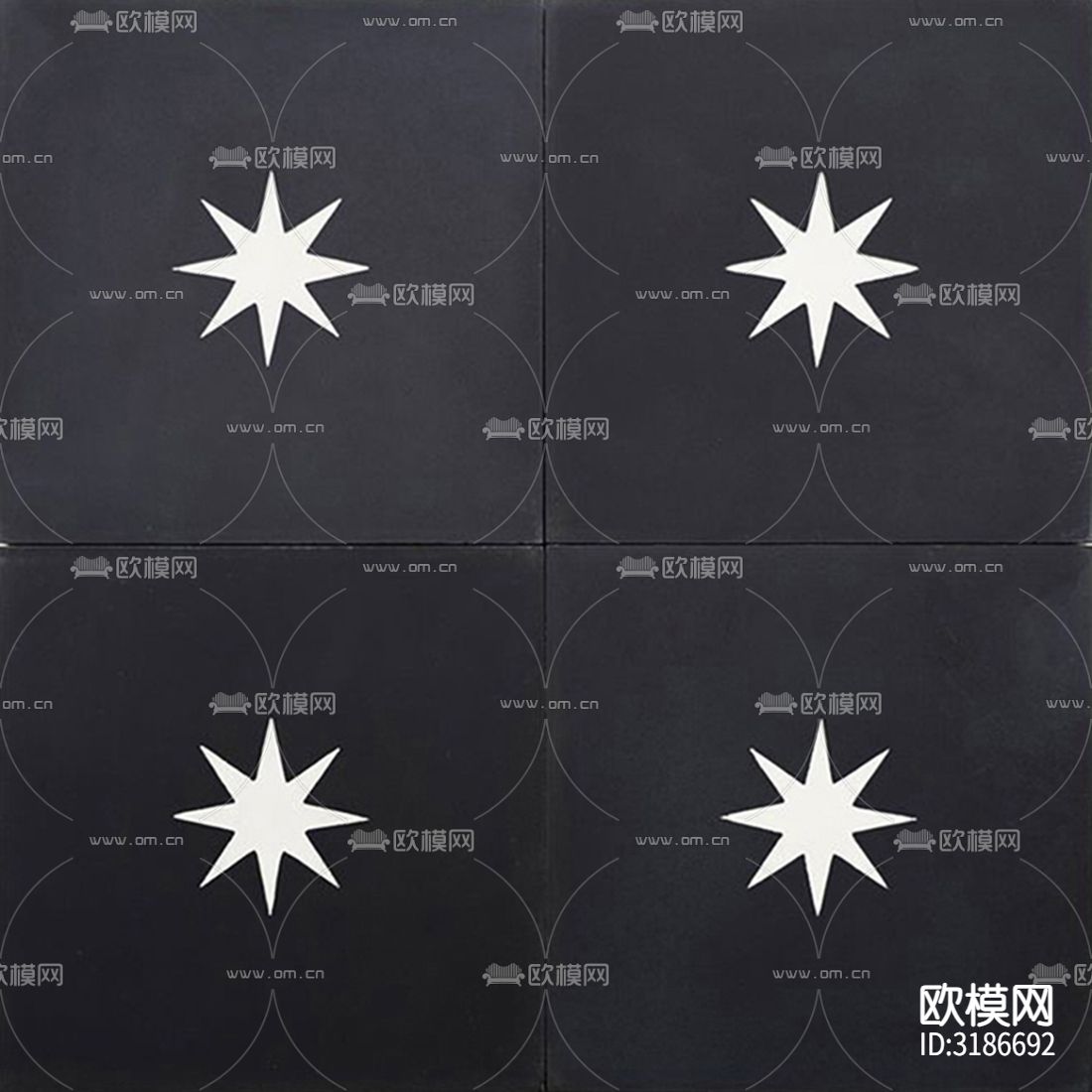 黑色现代简约花砖瓷砖贴图下载