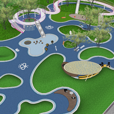  儿童游乐区su模型 