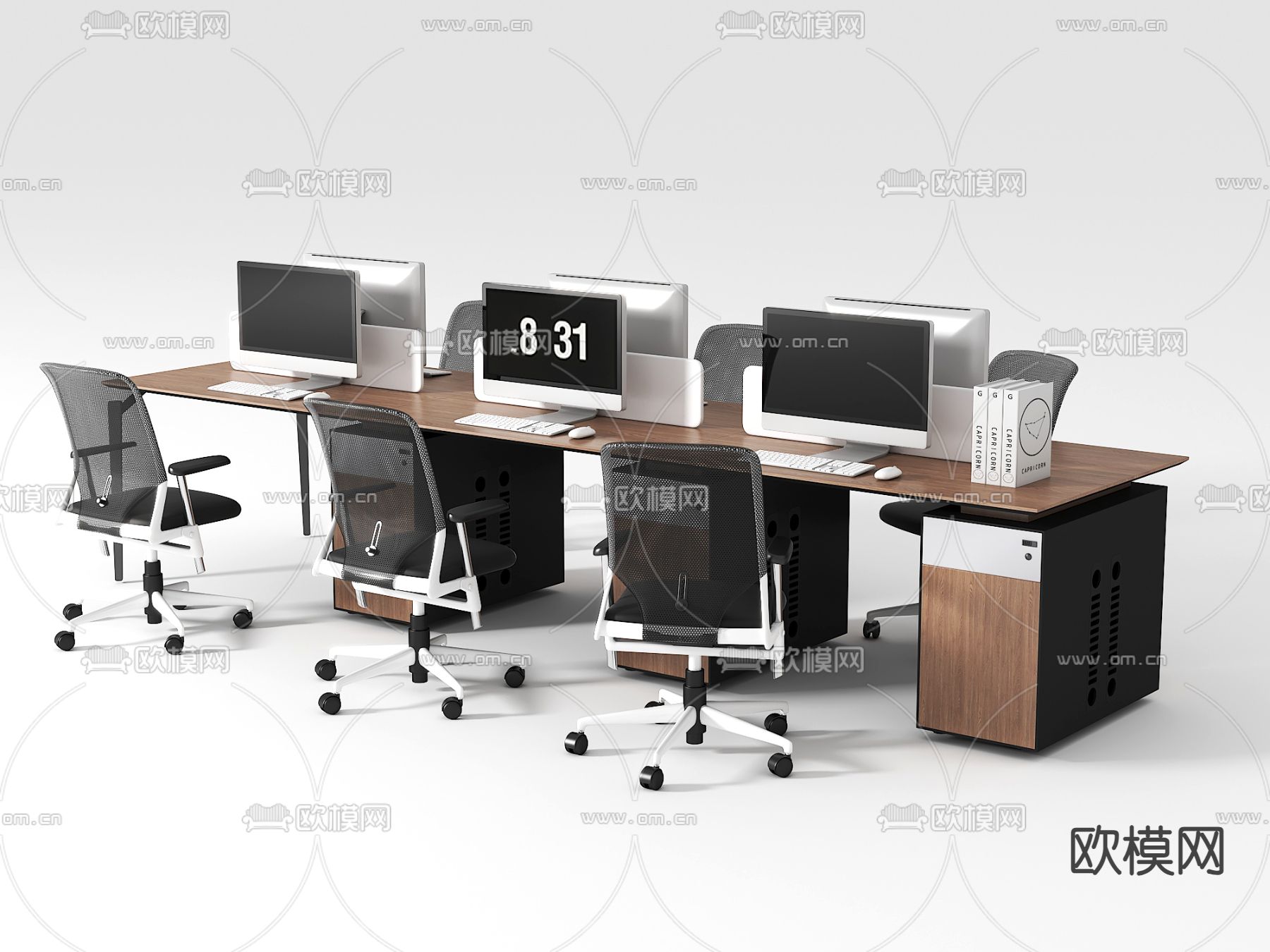 现代办公桌椅3d模型下载