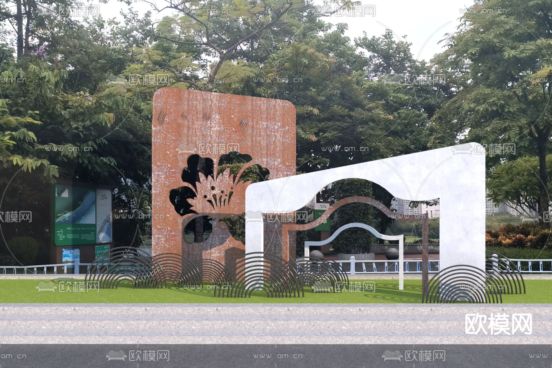 户外景墙 形象墙 景观节点3d模型下载