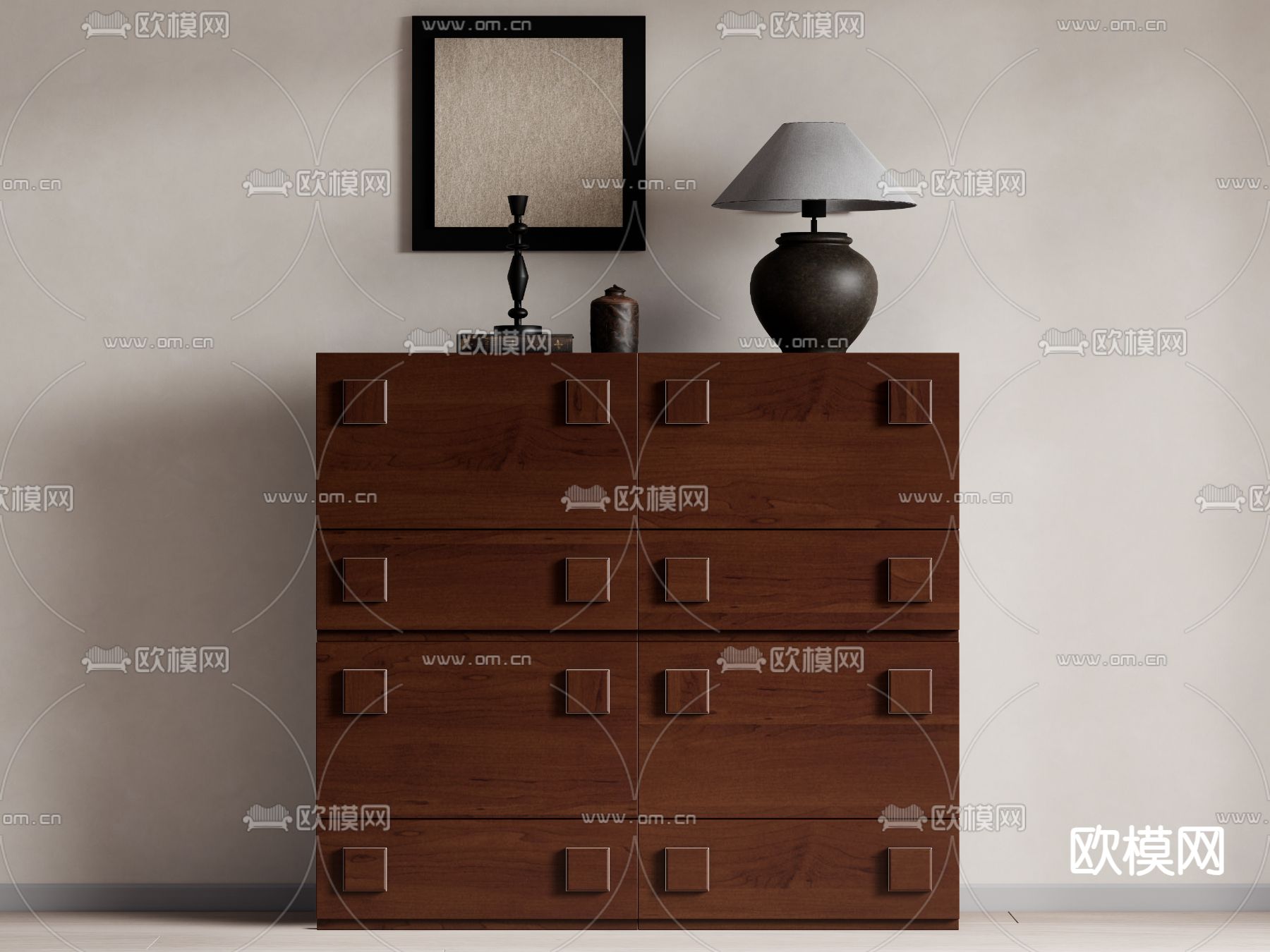 中古风储物柜 斗柜su模型下载（渲染图1）