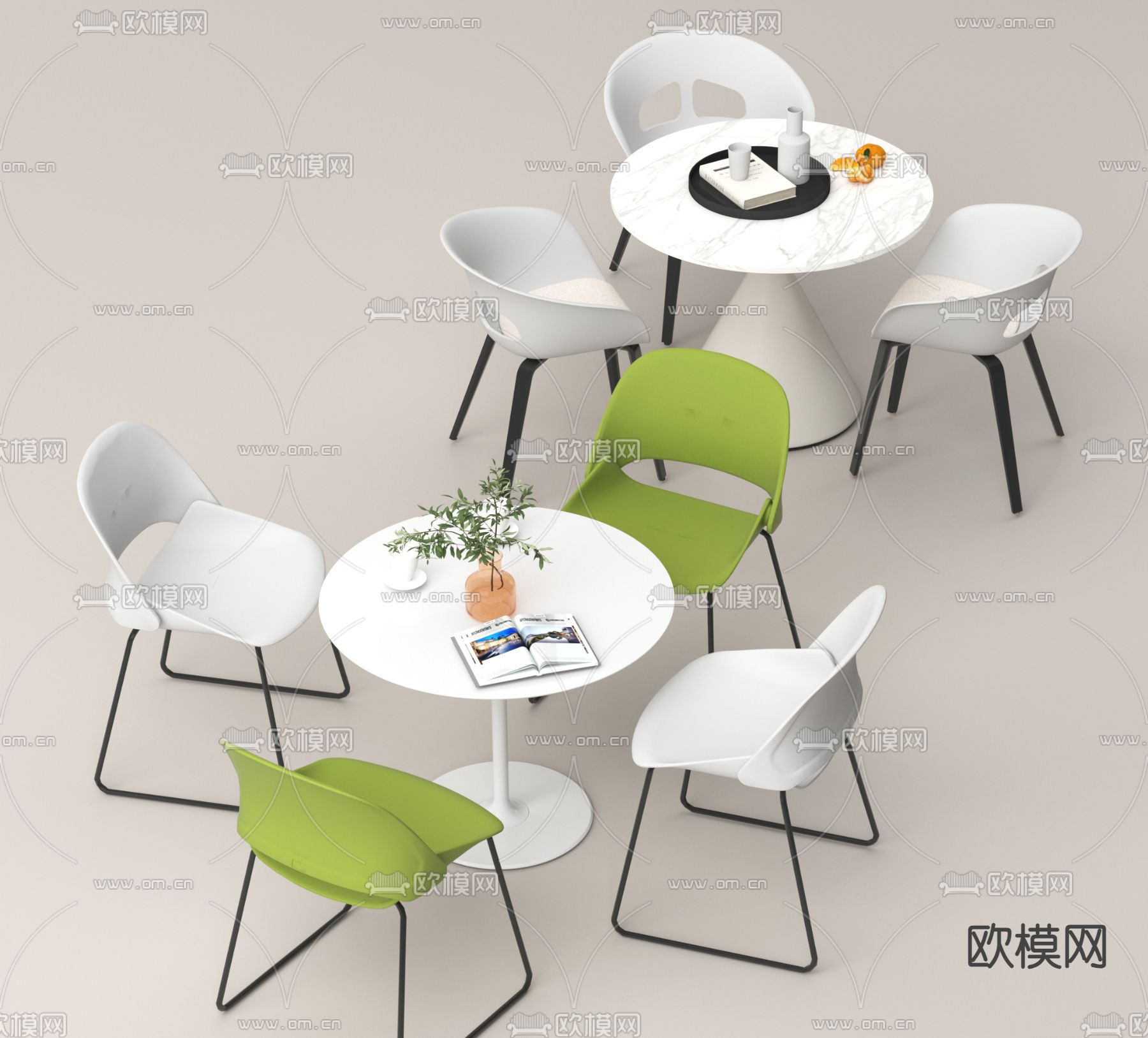 现代休闲桌椅3d模型下载