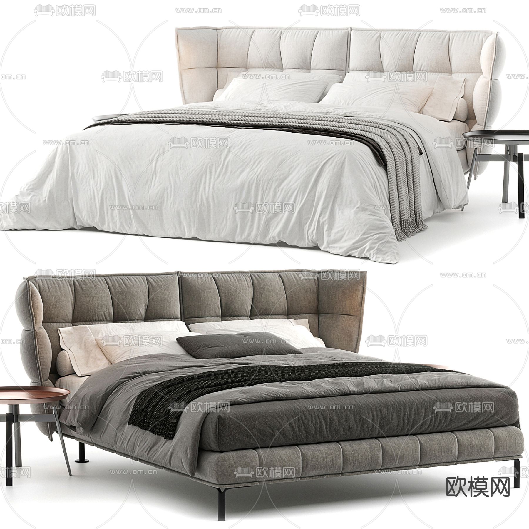 B&B 现代双人床3d模型下载（渲染图1）