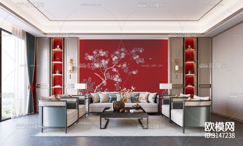 ZX24008新中式花鸟壁纸