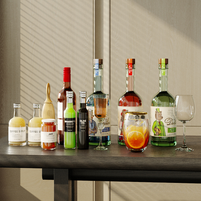  红酒 洋酒 酒水 红酒 洋酒 饮料su模型 