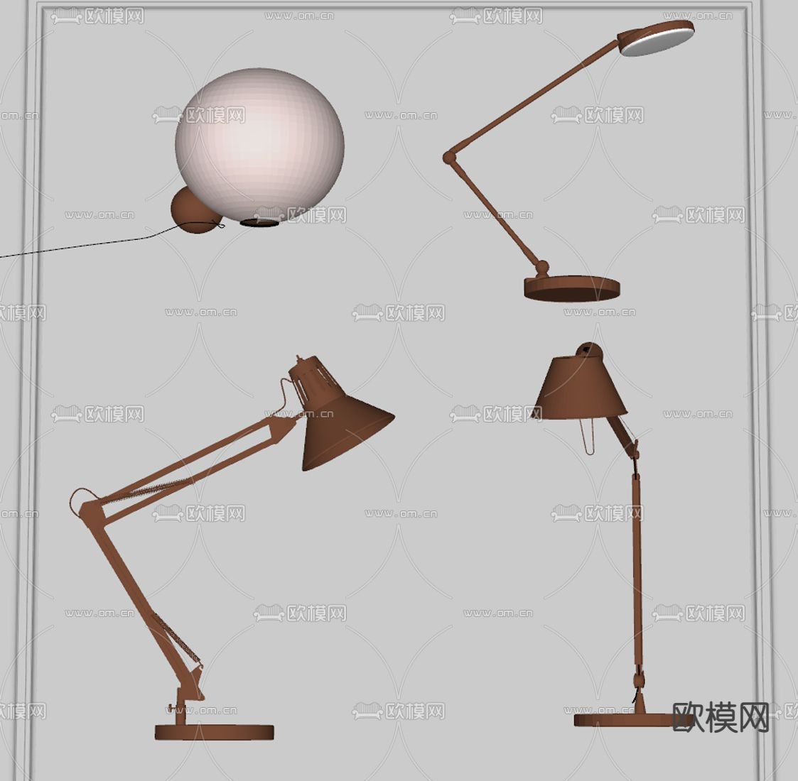 现代台灯su模型下载（渲染图1）