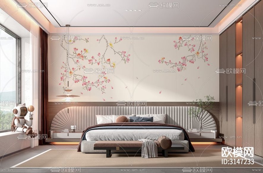 ZX24007花鳥 玉蘭壁紙下載(渲染圖1)