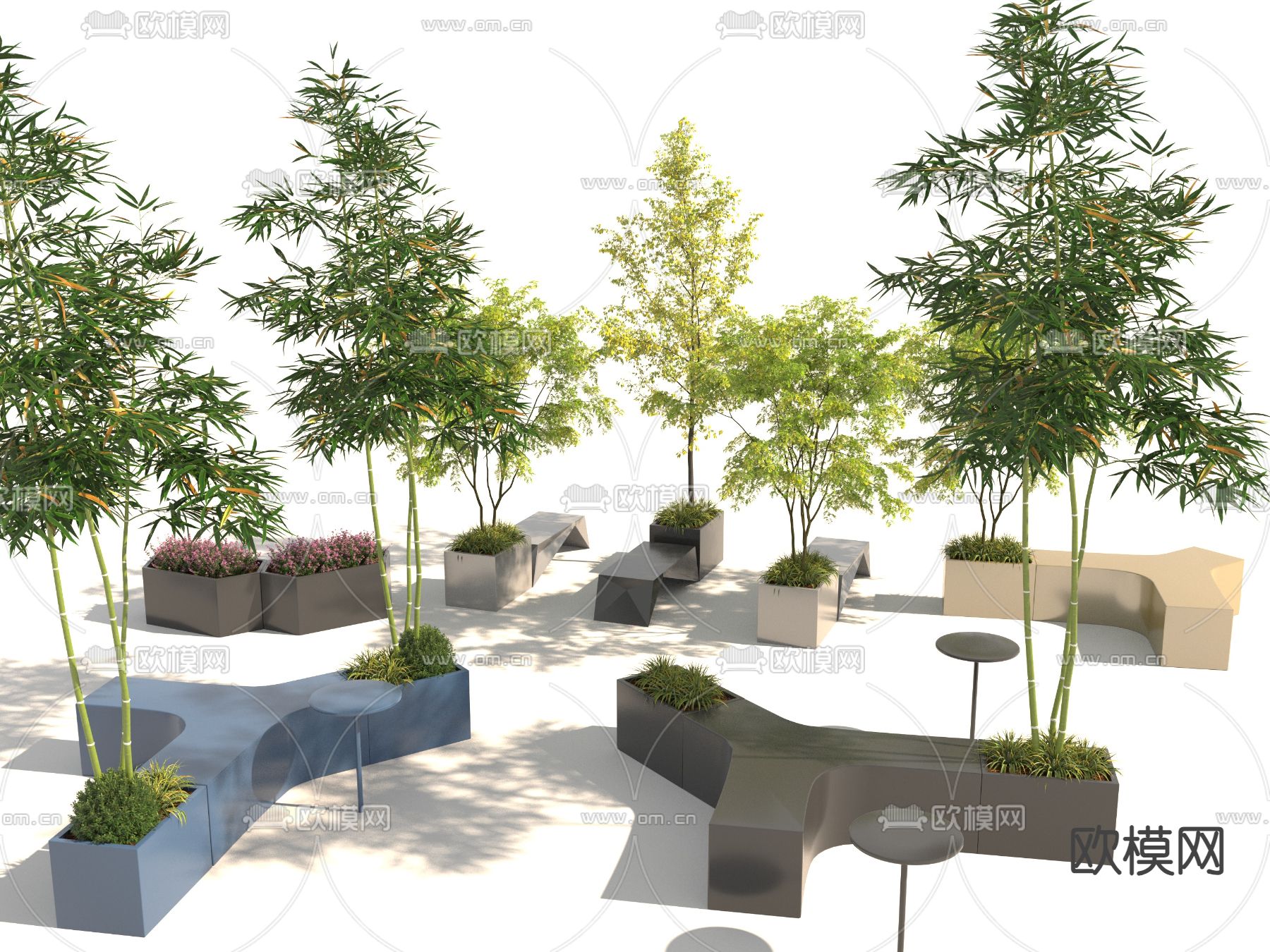 景观树池座椅3d模型下载