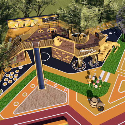  儿童乐园su模型 