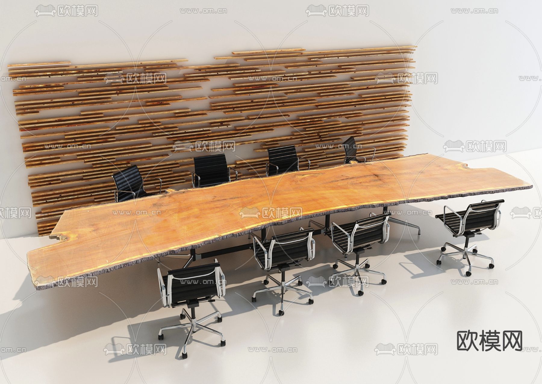 侘寂会议桌 会议台3d模型下载