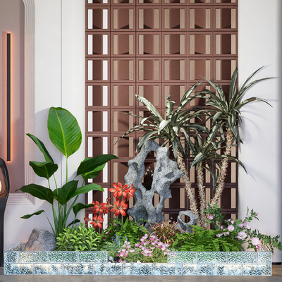  植物堆 景观小品su模型 