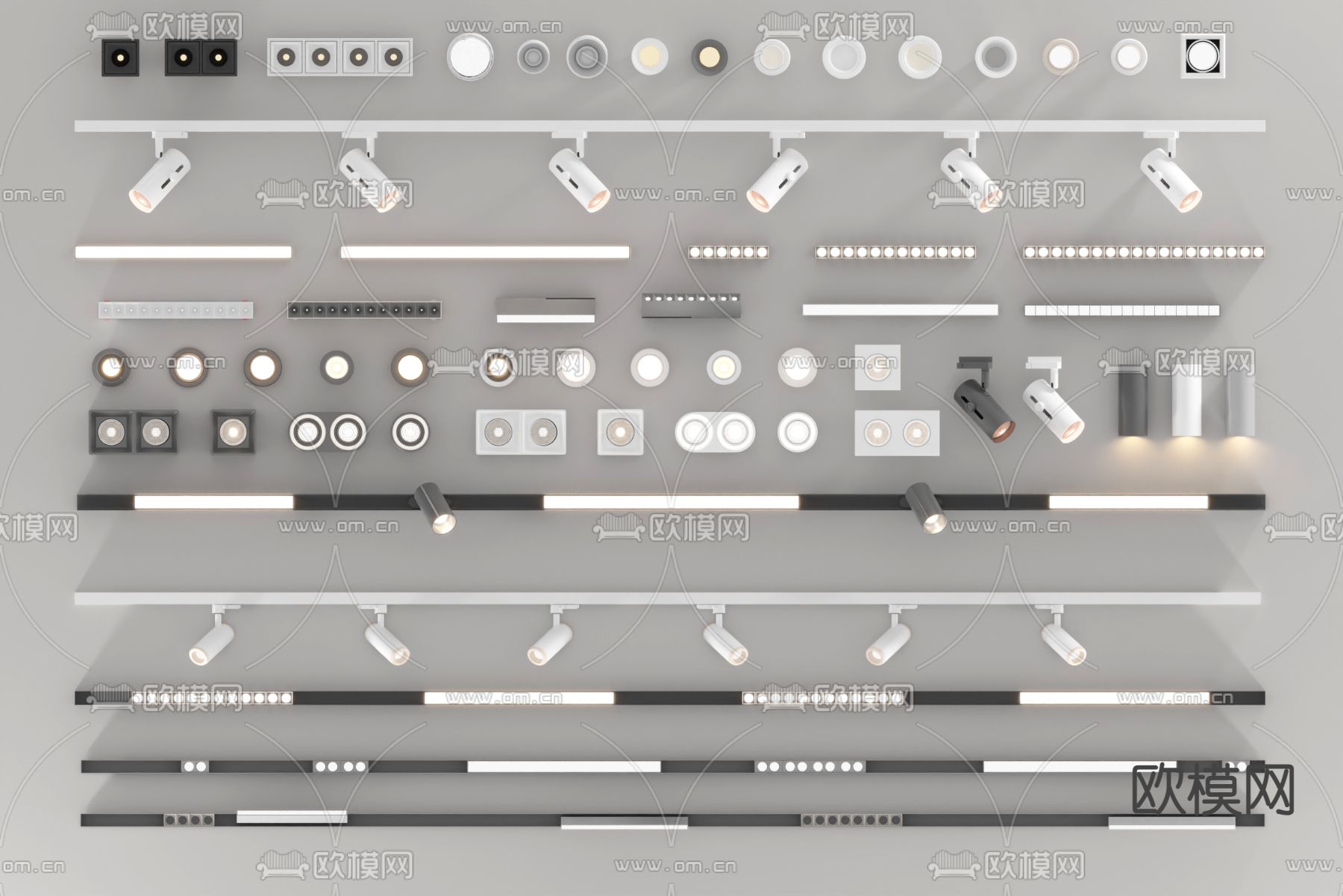简约筒灯 射灯3d模型下载