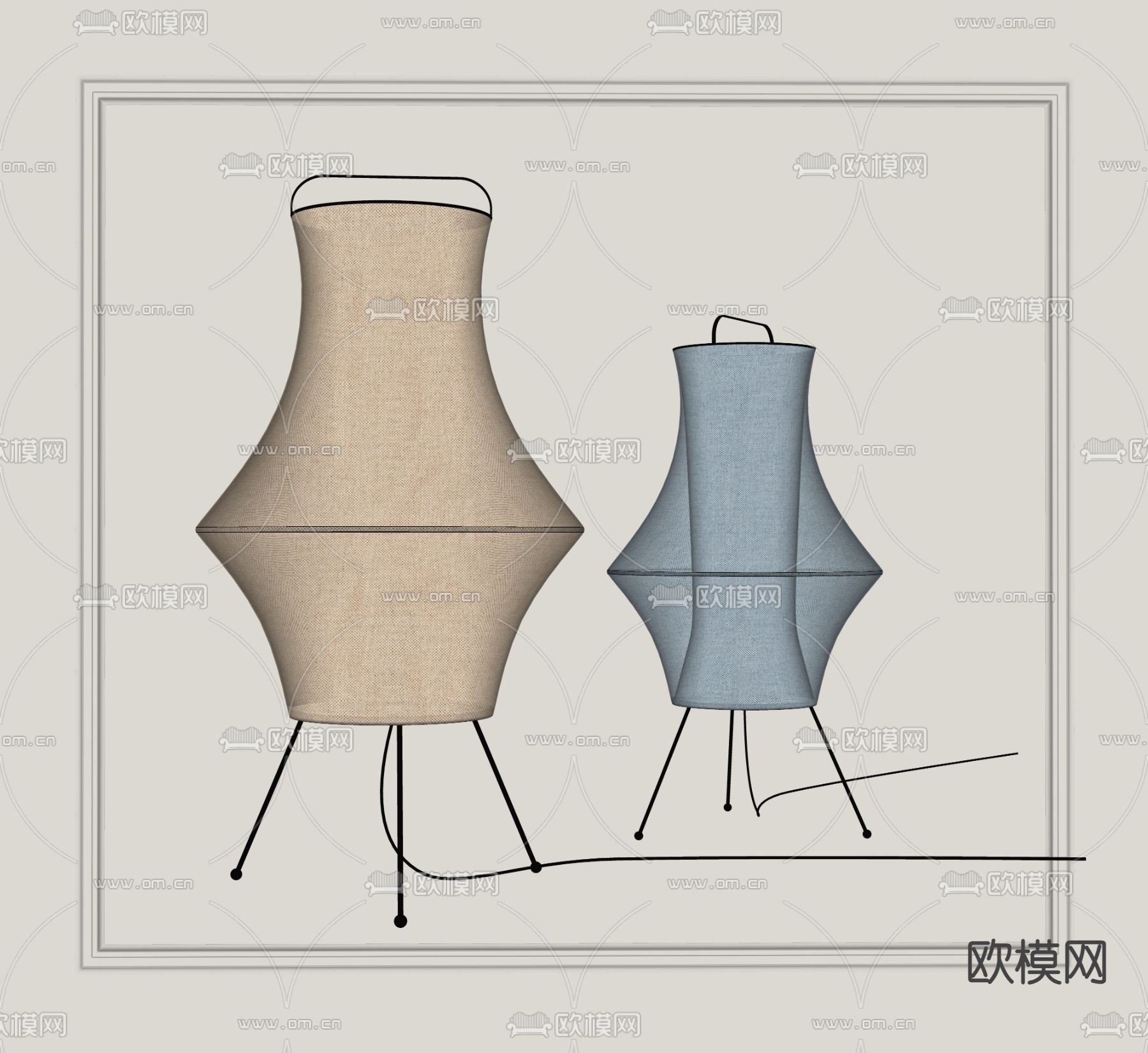 侘寂风落地灯su模型下载（渲染图2）