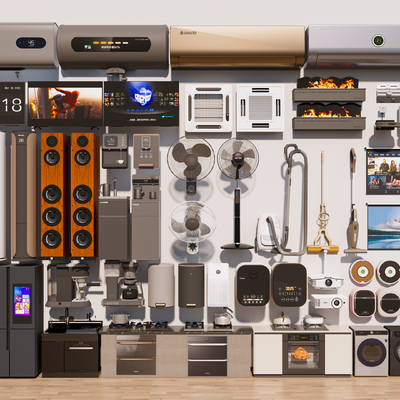  冰箱 电视机 灶台 空调 洗衣机su模型 